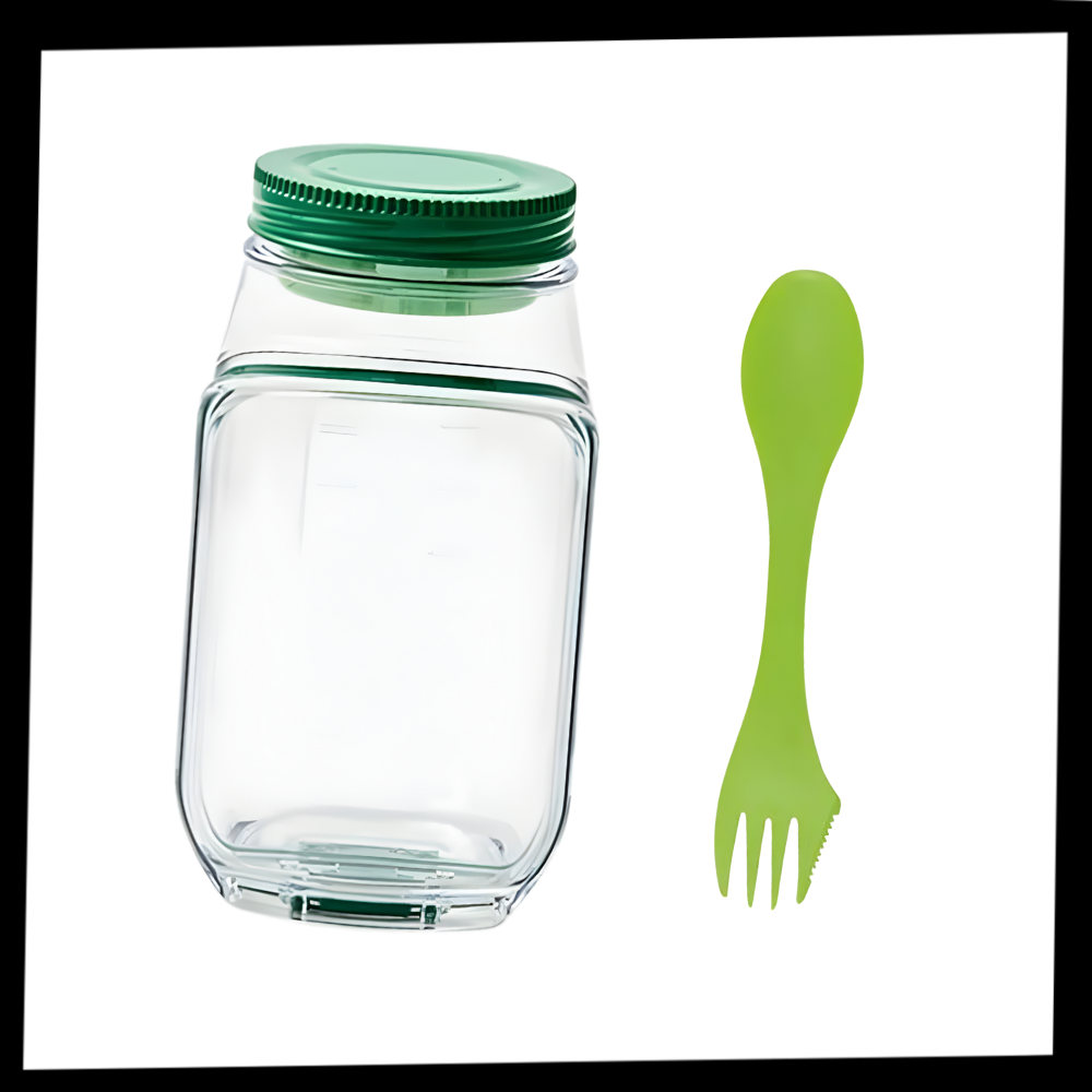 Pote transparente da Aladdin para salada com abertura lateral, ideal para armazenamento de alimentos e preparo de refeições.