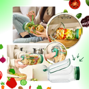 Bocal transparente Aladdin para saladas com abertura lateral, recipiente de armazenamento de alimentos em vidro.