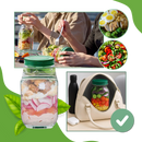 Bocal transparente Aladdin para salada com abertura lateral, armazenamento de alimentos, recipiente de plástico resistente e compacto.