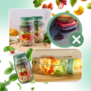 Bocal transparente Aladdin para salada com abertura lateral, recipiente seguro para armazenamento de alimentos.