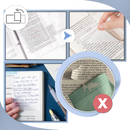Notas autoadesivas transparentes impermeáveis Seyurigaoka em páginas limpas e superfícies, ideais para organização e marcações.