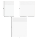 Notas autocolantes transparentes impermeáveis da Seyurigaoka, com dimensões visíveis e superfície lisa.