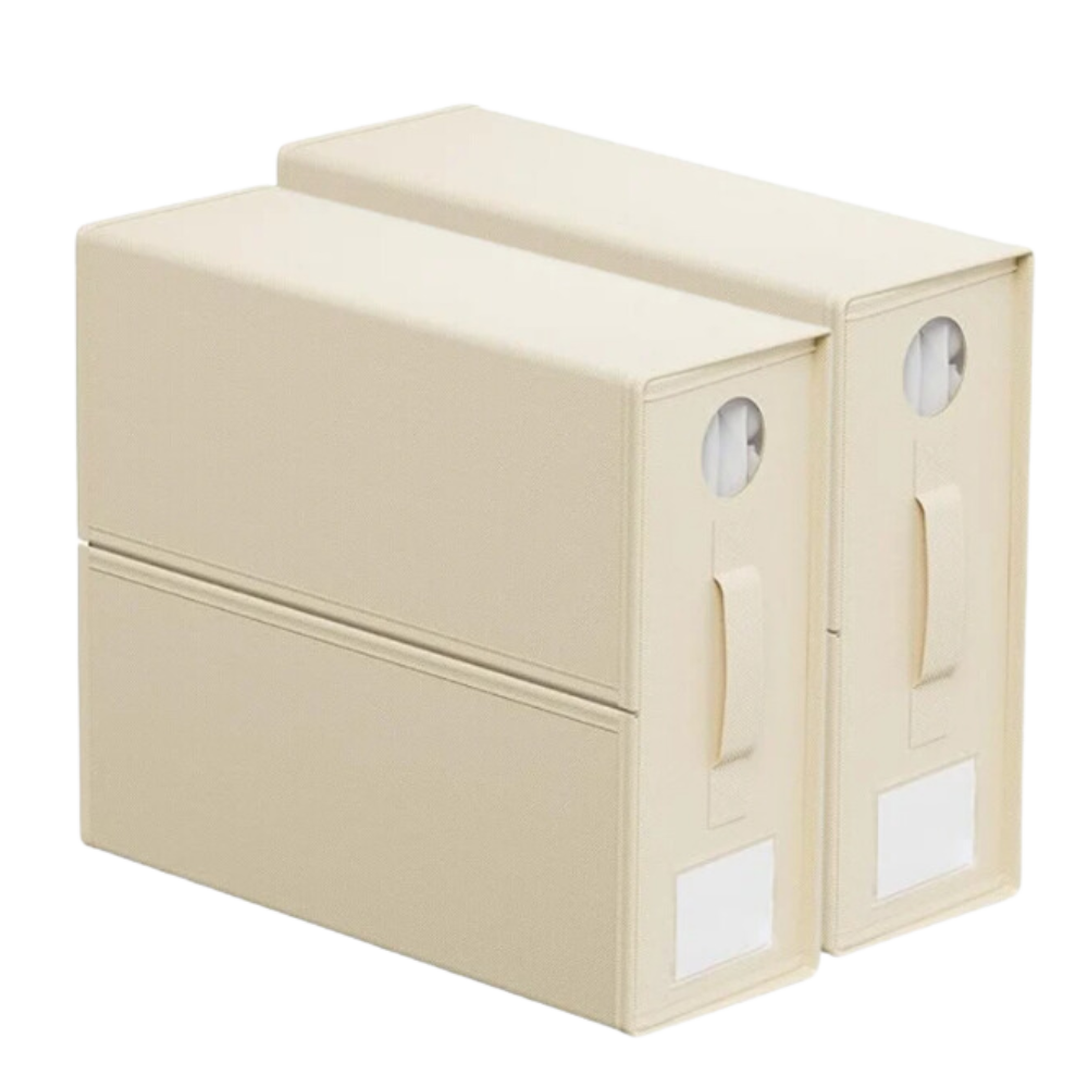 Organizador cúbico com janela transparente Warkul em bege, ideal para armazenamento e organização de itens domésticos.