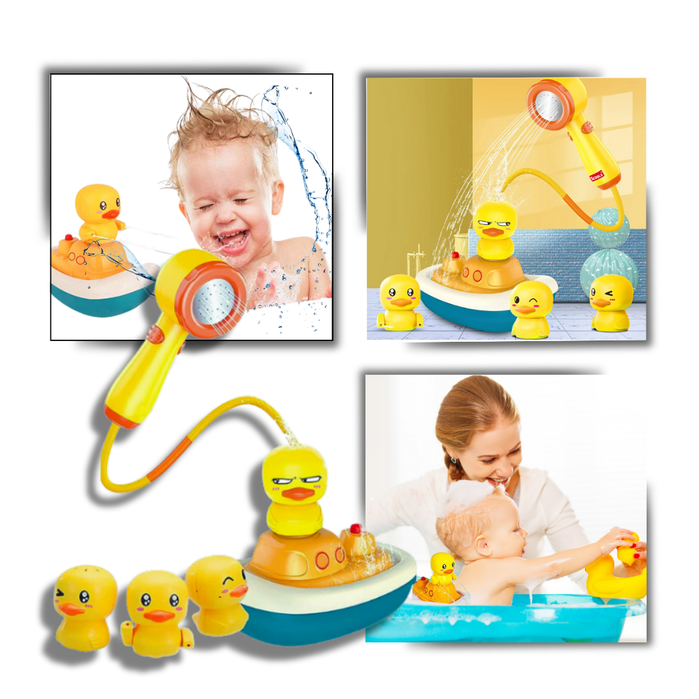 Brinquedos de banho Ktnajol com patinhos de borracha, ideais para diversão na hora do banho com água e espuma.