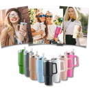 Caneca grande para carro Kowaku com alça colorida, design de utensílios de mesa e alta capacidade para bebidas.