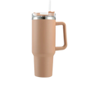 Caneca grande para carro Kowaku com alça, com capacidade alta e design em tonalidade cáqui, ideal para viagens e uso diário.