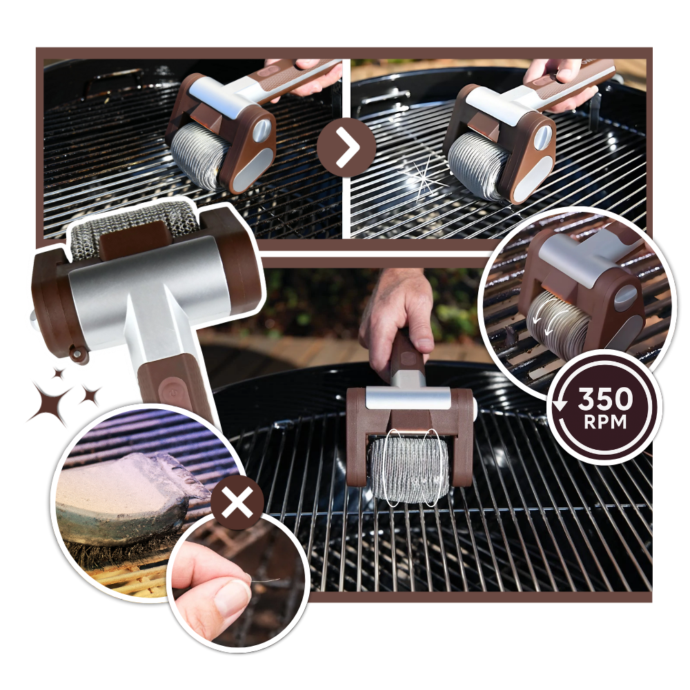 Escova de limpeza elétrica para churrasco da Bulbhead, ferramenta para remover sujeira e resíduos de grelhas de churrasco.