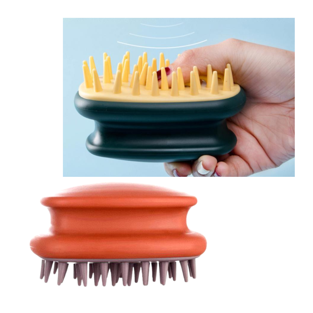 Escova de massagem Tureclos para couro cabeludo, ferramenta de relaxamento com cerdas para estimular e massagear o couro cabeludo.