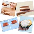 Escova de massagem Tureclos para couro cabeludo, ferramenta de relaxamento com cerdas de silicone rosa, ideal para cuidar do cabelo.