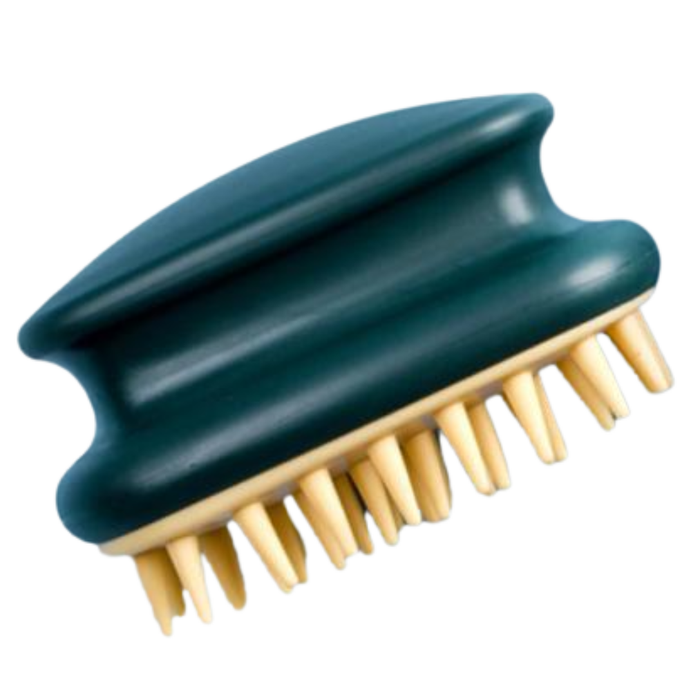 Escova de massagem para couro cabeludo Tureclos, com cerdas suaves para relaxamento e cuidado capilar.