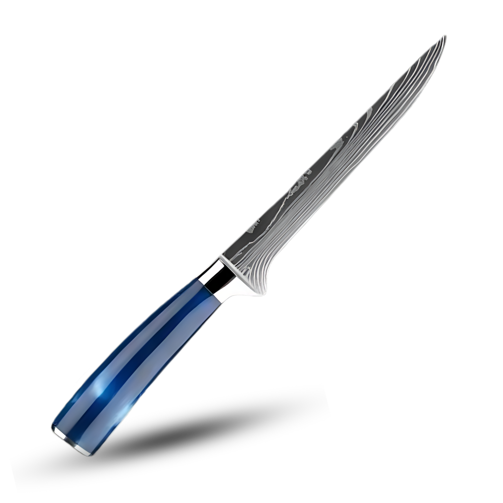 Couteau japonais Bleu Atlantique Turwho, 13 cm, utensile de cuisine pour trancher, lame en acier de haute qualité.