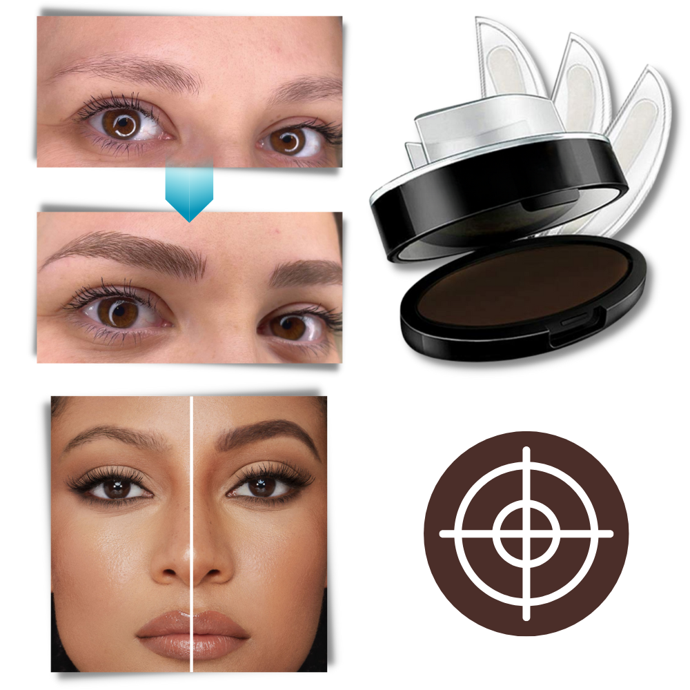 Sombra de sobrancelha em tom marrom escuro com curvas, da marca Tv Time Direct, ideal para definir sobrancelhas elegantes.