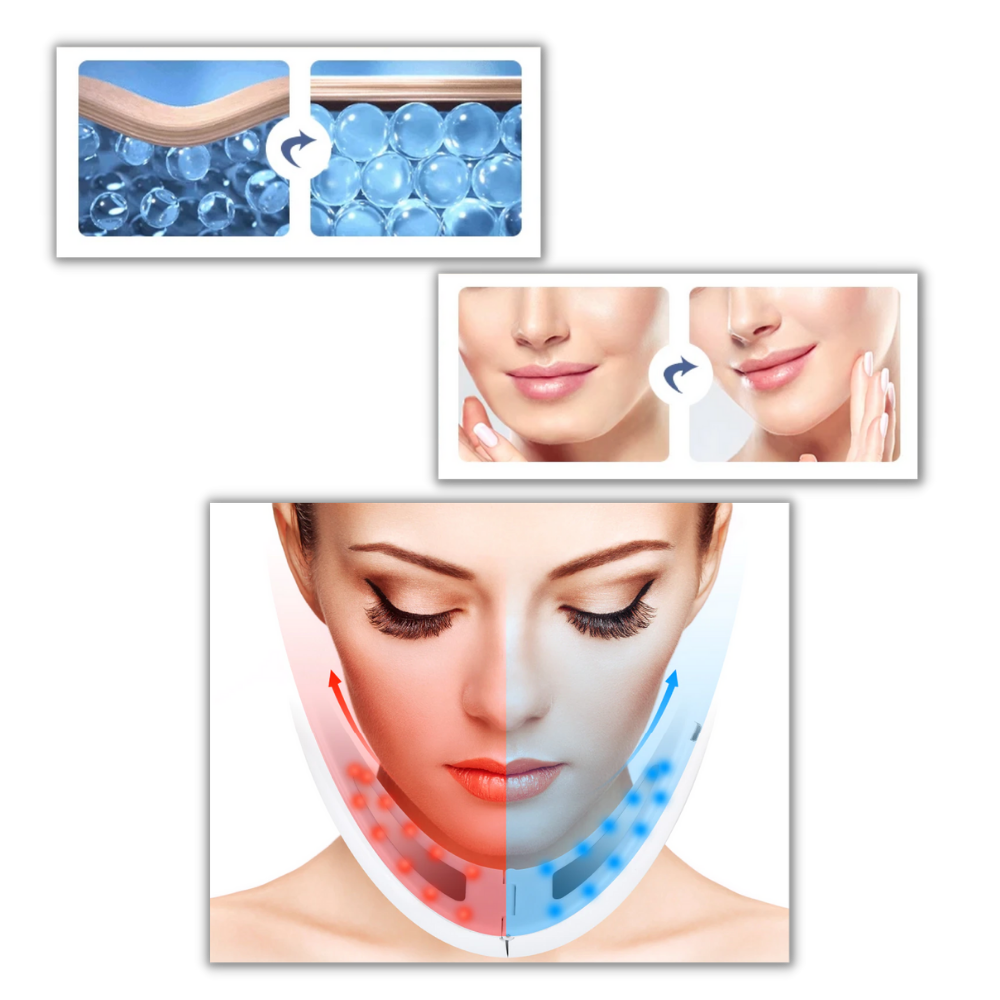 Massageador facial em forma de V da U-Kiss para relaxamento e cuidados com a pele, com design ergonômico e fácil de usar.