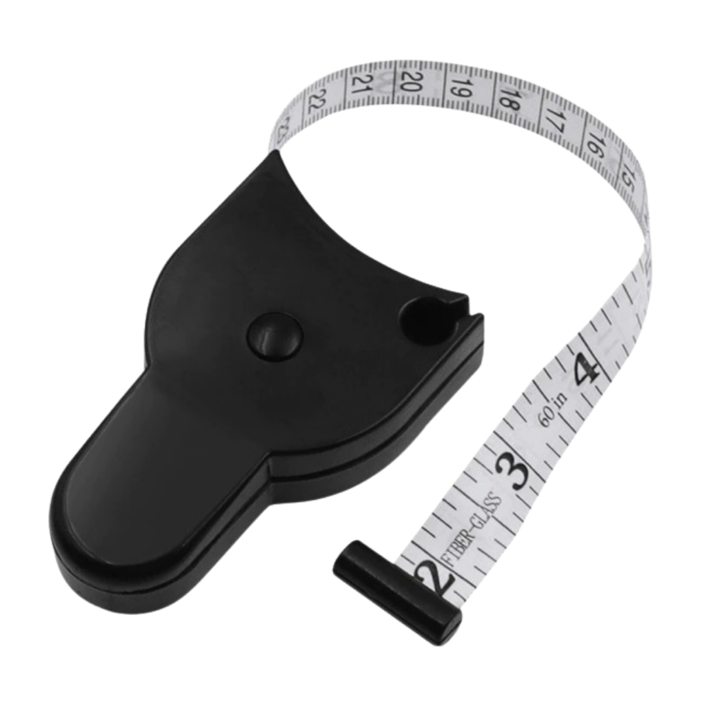 Mètre ruban automatique telescópico da Uezeth, ferramenta de medição com auto-serrage, em acabamento preto.