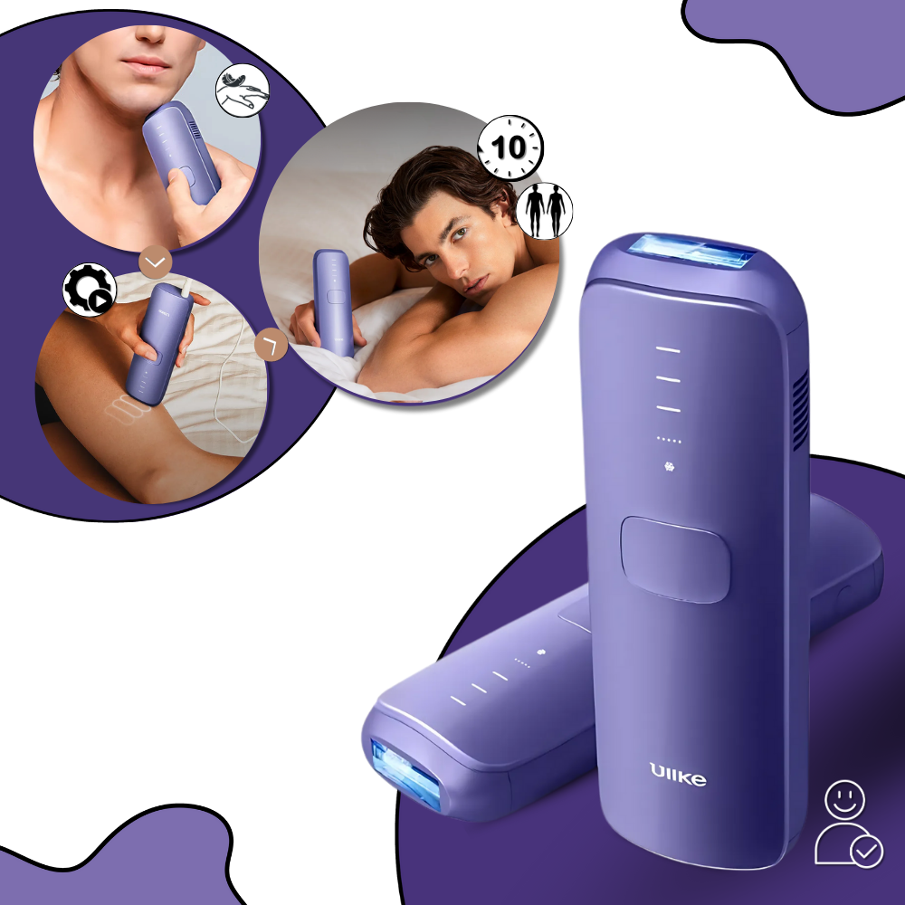 Dispositivo Ulike para depilação a laser, aparelho de cuidados e remoção de pelos, com design moderno e tecnologia avançada.