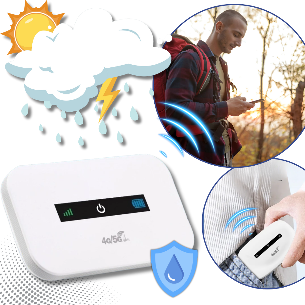 Roteador Wi-Fi portátil Buyinsoon com design compacto e antenas, ideal para conexão sem fio em movimento.