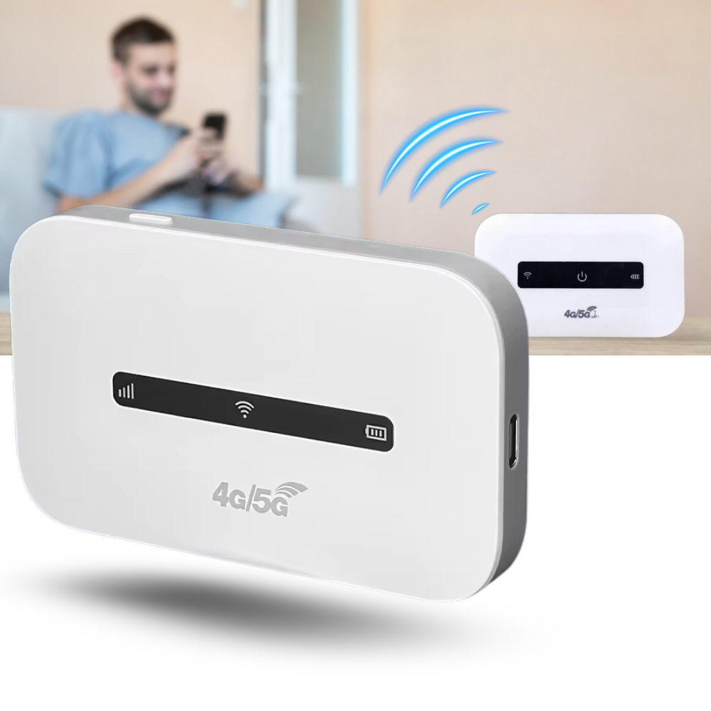 Roteador Wi-Fi portátil Buyinsoon com design compacto, conexão rápida e fácil, ideal para uso em viagens e conexões móveis.