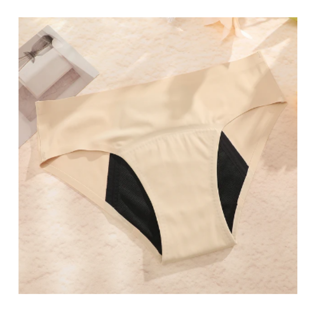Calcinhas menstruais ultra-absorbentes da Hardlegix na cor pêssego, feitas de tecido confortável e ideal para proteção diária.
