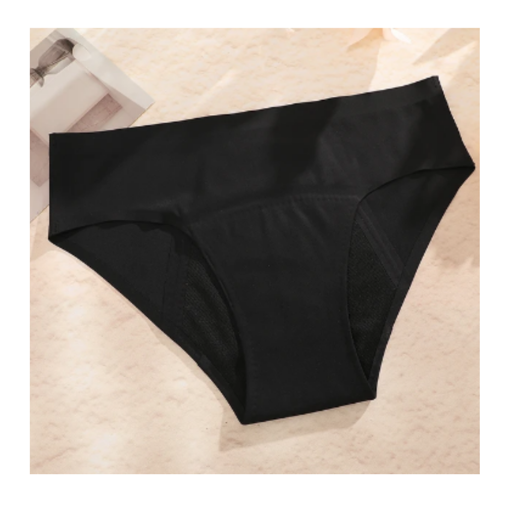 Sutiã culote menstrual ultra-absorvente da Hardlegix em preto, feito de tecido confortável e ideal para absorção de fluxo intenso.