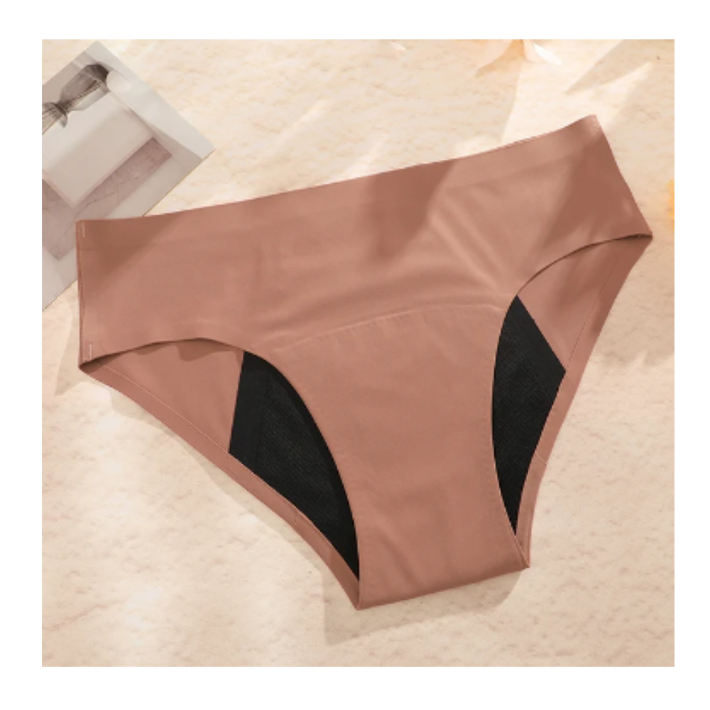 Calça culote menstrual ultrabarreira da Hardlegix de cor caramelo, roupa íntima feminina absorvente e confortável.