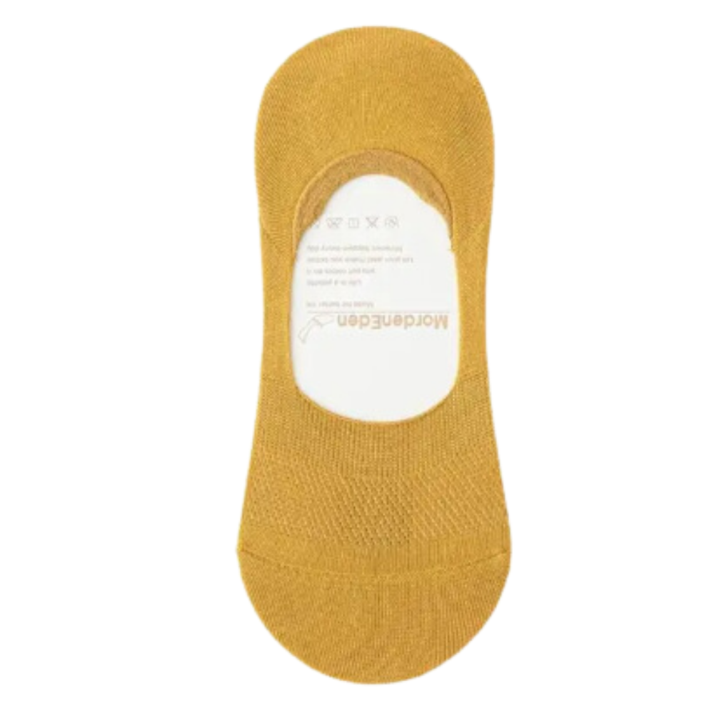 Meias invisíveis masculinas Eastjing ultra-confortáveis, modelo tipo boat, na cor amarela, de tecido leve e confortável.