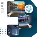 Vidéoprojector portátil Elite 4K Ultra HD exibindo tela de cinema com imagem nítida e detalhes em alta resolução.