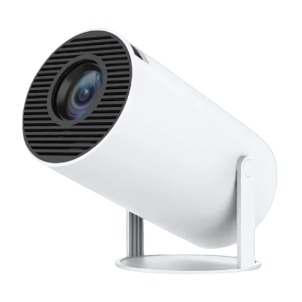 Vidéoprojetor portátil Elite 4K Ultra HD com tela de projeção mágica e lente ampla, ideal para uso em diferentes ambientes.