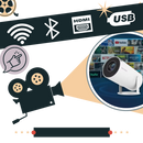 Vidéoprojetor portátil 4K Ultra HD Elite com tela mágica ultra HD, projetando imagem nítida e de alta qualidade.