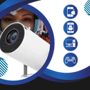 Vidéoprojector portátil Elite 4K Ultra HD com tela de projeção mágica e design compacto para uso móvel.