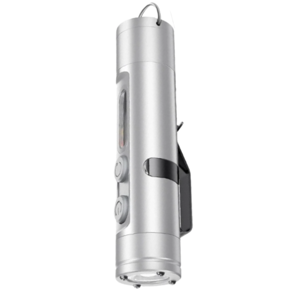 Lâmpada magnética portátil da Gisneze para camping e trilhas, luz prateada compacta e resistente para atividades ao ar livre.