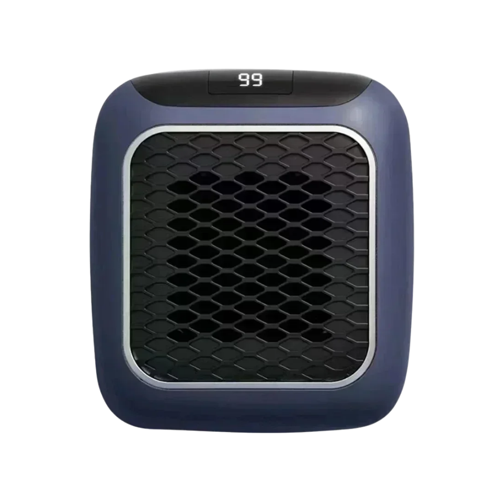Aquecedor elétrico inteligente ultra-fino Eubuy em cor azul, ideal para aquecimento e climatização de ambientes modernos.