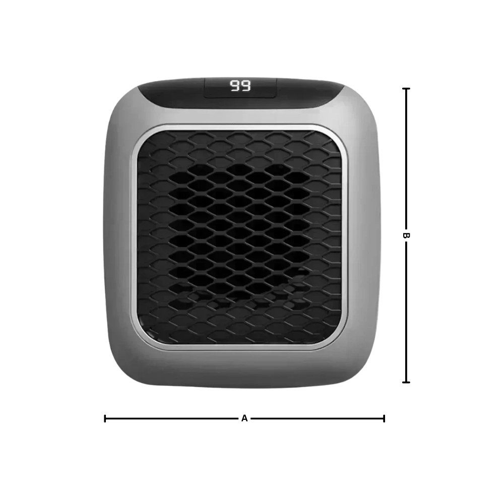 Aquecedor elétrico inteligente ultra-fino da Eubuy, ideal para aquecimento e climatização de ambientes. Dimensões visíveis na imagem.