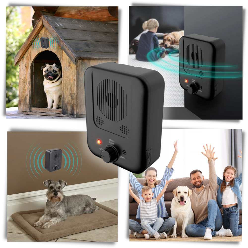 Aparelho ultrassônico anti-abelhamento para cães, acessório para controle de latidos, com design compacto e fácil de usar.