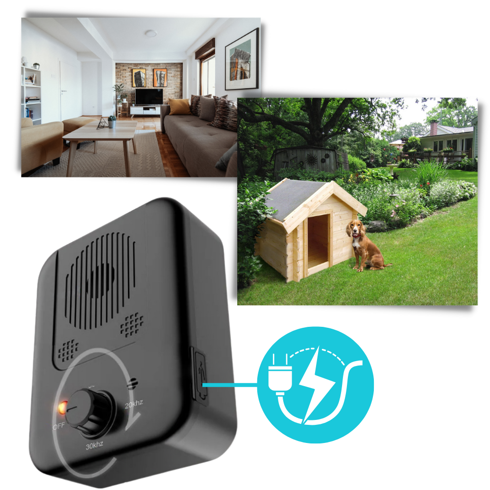 Dispositivo ultrassônico anti-latido para cães, acessório recarregável, usado para treinar e controlar os latidos do seu cão.
