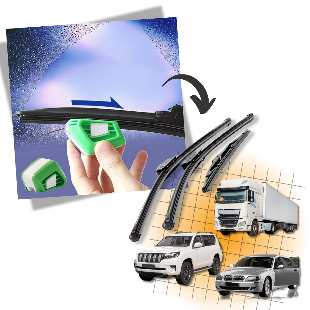 Conjunto de coupe-balais de limpeza de precisão para vidros de veículos, marca Unattainy, usado em manutenção e decoração automotiva.