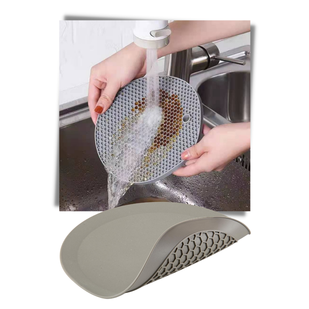 Sous-verre porte-pot em silicone preto da Unattainy, utensílio de cozinha resistente para proteger superfícies.