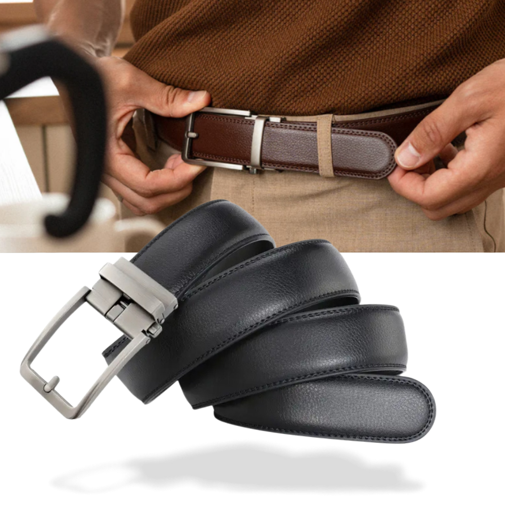 Cintura automática de couro de vaca vermelha da Unique Bargains, com fivela prateada e design elegante.