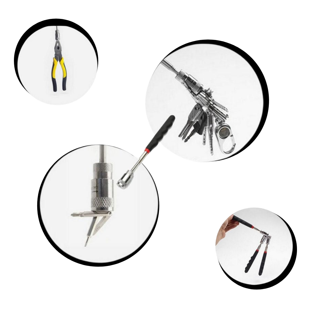Ferramenta de coleta magnética retrátil com LED da Unique Bargains, ideal para pegar objetos com facilidade e visibilidade.