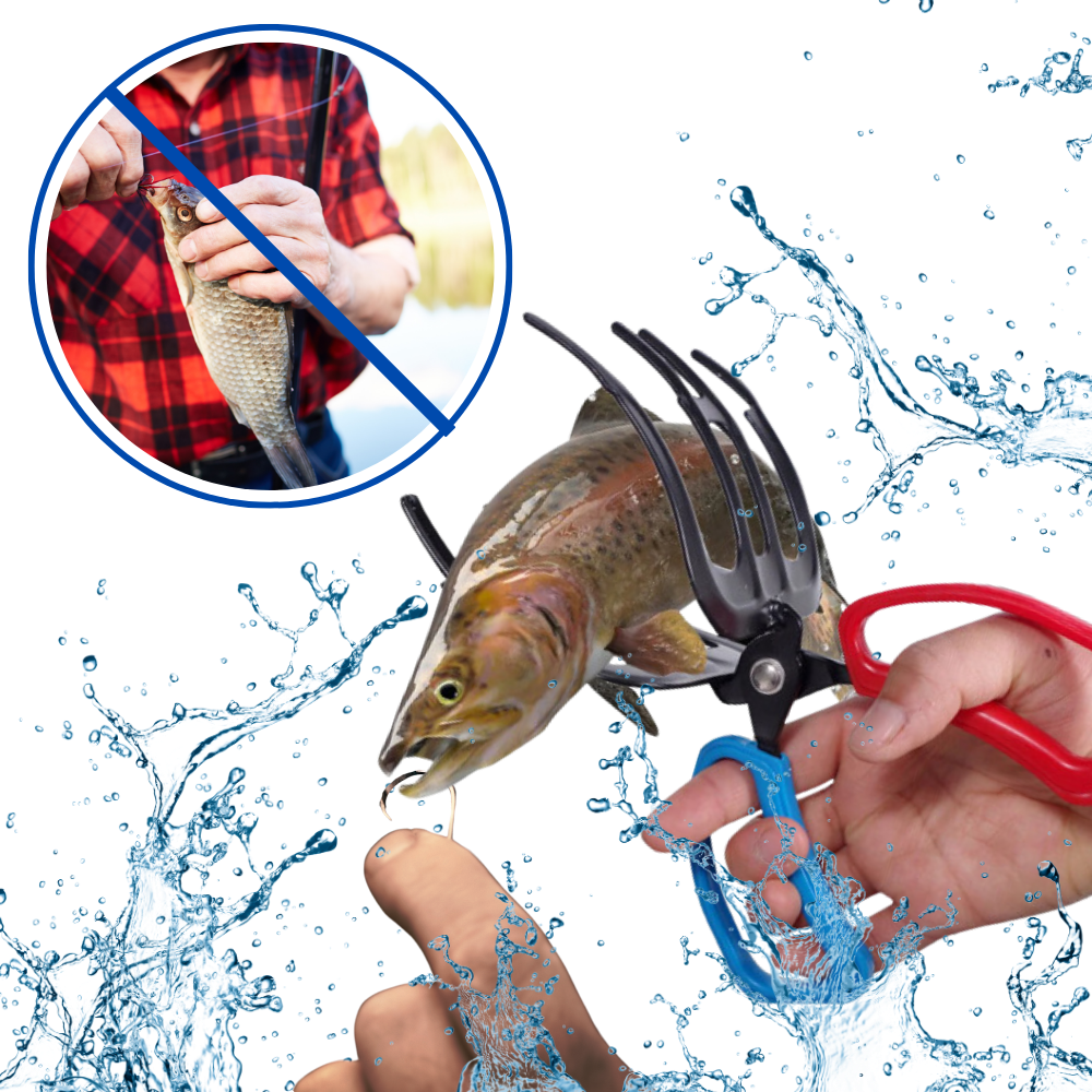 Pinca para peixe sem escorregamento da marca Unique-Bargains, ferramenta de pesca com duas garras para pegar peixes com segurança.