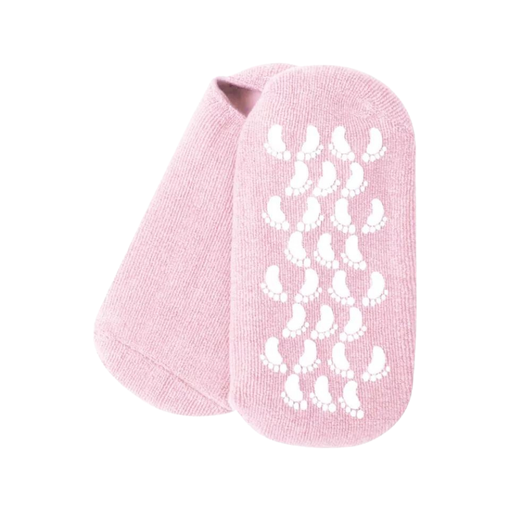Chaussettes de soin pour pieds gris avec lotions revitalisantes intégrées, marque Unique Bargains, pour hydratation et revitalisation.
