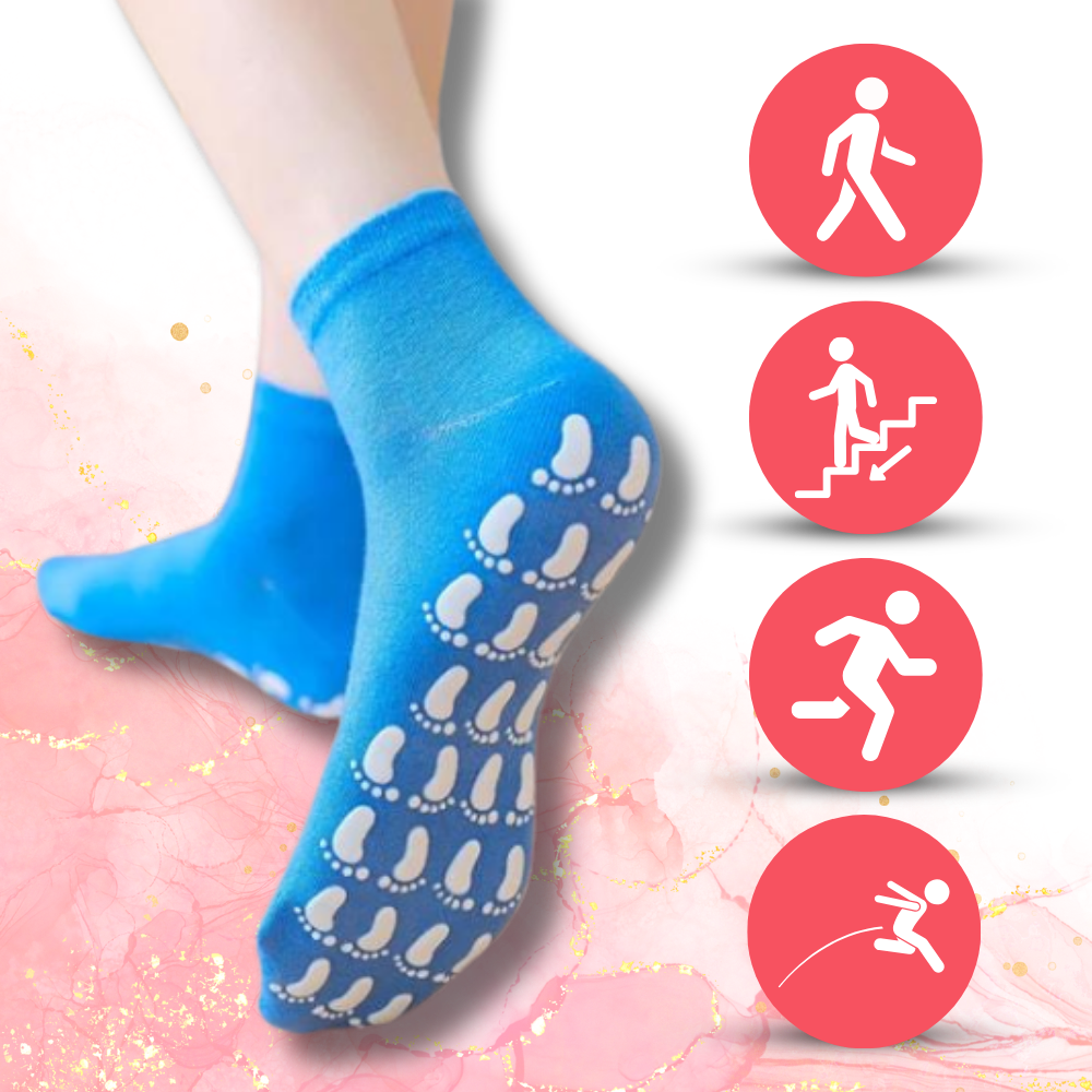 Chaussettes cinza da Unique Bargains com loções revitalizantes integradas para cuidado dos pés.