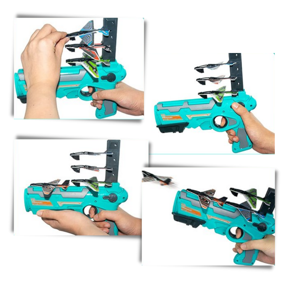 Jogo de brinquedo voador Universal, catapulta de avião amarelo para crianças, brinquete de voo divertido e colorido.