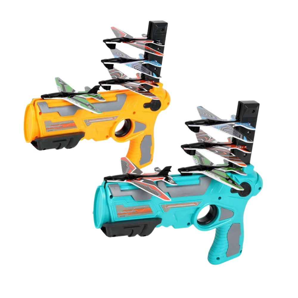 Jogo de brinquedo voador Universal, catapulta de avião amarelo, brinquete de voo para crianças, com design aerodinâmico e colorido