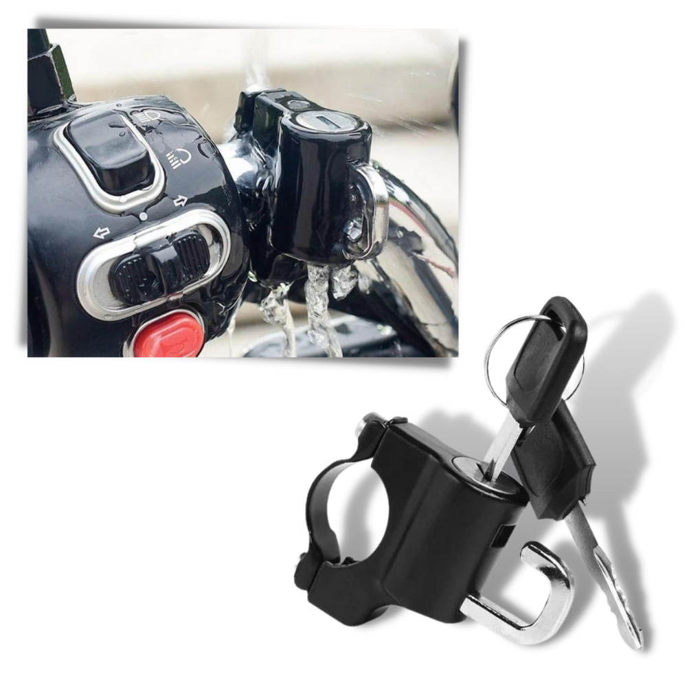 Cadeado antivol universal para capacete de moto, segurança de veículos, trava resistente para proteção de capacetes.