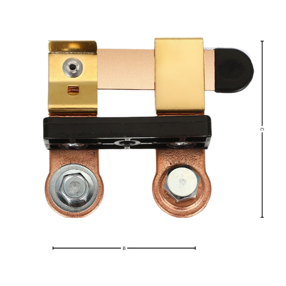Chave de desconexão de bateria universal Willstar para alimentação, mostrada com dimensões em imagem técnica.