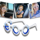 Óculos anti-mal-estar de transporte da Media com ajuste universal, lentes transparentes e armação leve para conforto durante viagens.