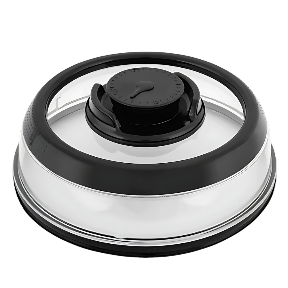 Seladora a vácuo Cybertech para alimentos, com encaixe universal, em acabamento preto, ideal para armazenamento de alimentos.