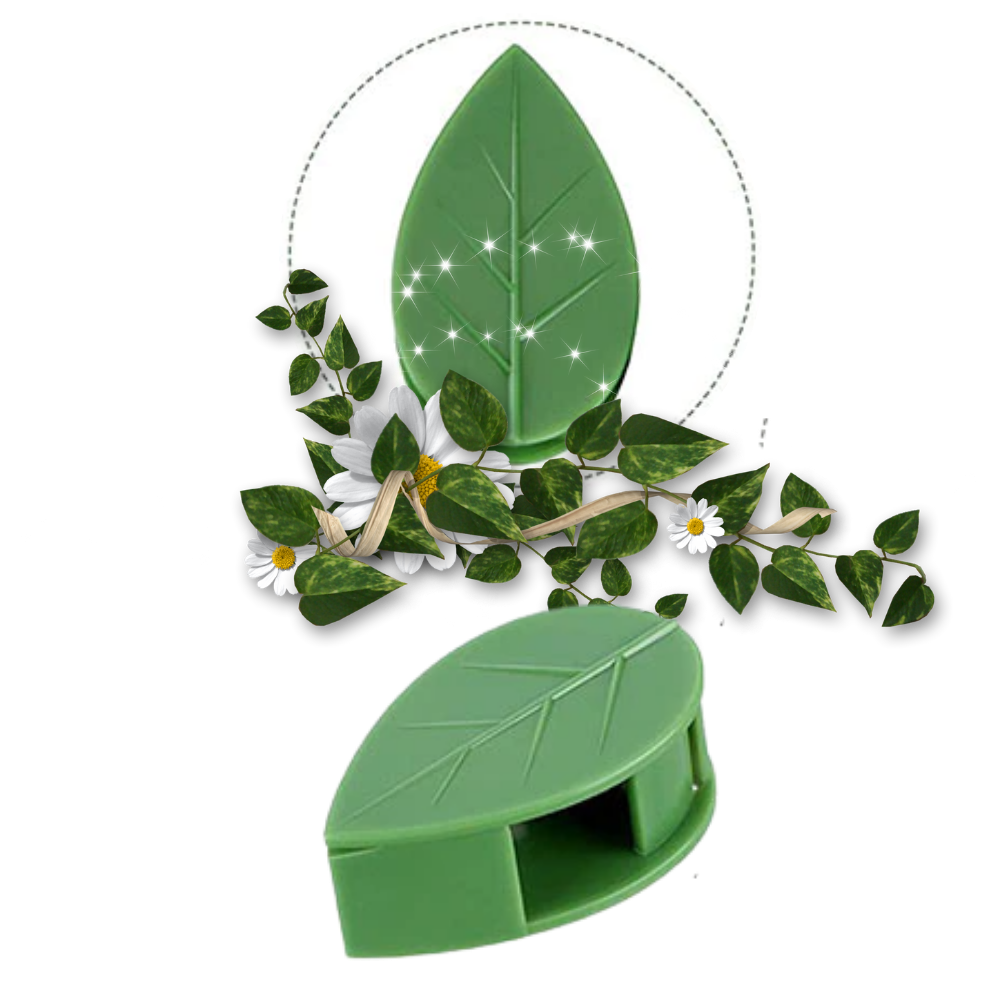 Conjunto de 20 clips adesivos em formato de folha para jardinagem, marca Urban Green Home, usados para fixar plantas e fios.