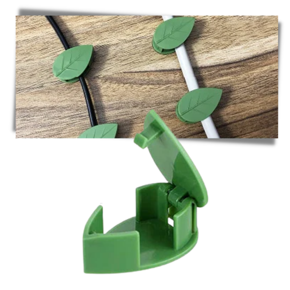 Conjunto de 20 clipes adesivos em forma de folha da Urban Green Home para jardinagem, fixação de plantas e cabos.