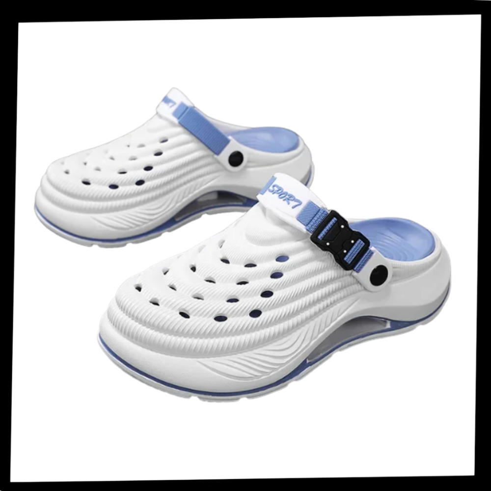 Sandálias urbanas Tuscom, sabots ultra-leves de couro com sola antiderrapante, perfeitas para conforto e estilo casual.